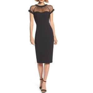 SO FLATTERING!  Maggy London Illusion Yoke Crepe Cocktail Dress